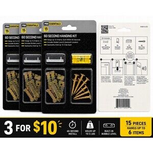 3 Pack Pro Essentials 60 Second Hanging Kit Bundle Wall Hanging Hardware